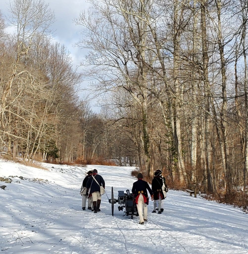 Soldiers at the Winter Walk in the snow