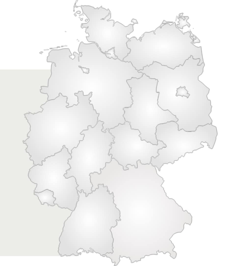Übersichtskarte von Deutschland mit Markierungen für Referenzobjekte.
