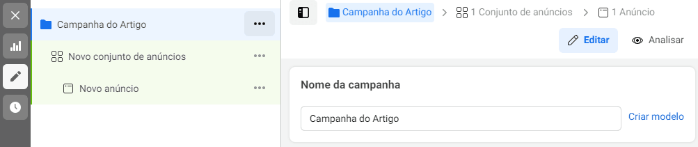nome para campanhas de anuncio