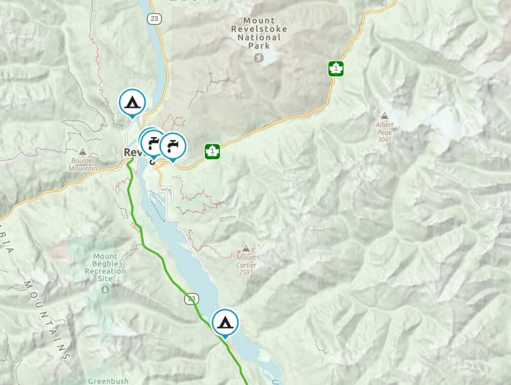 Map of Revelstoke Motorcycle Routes