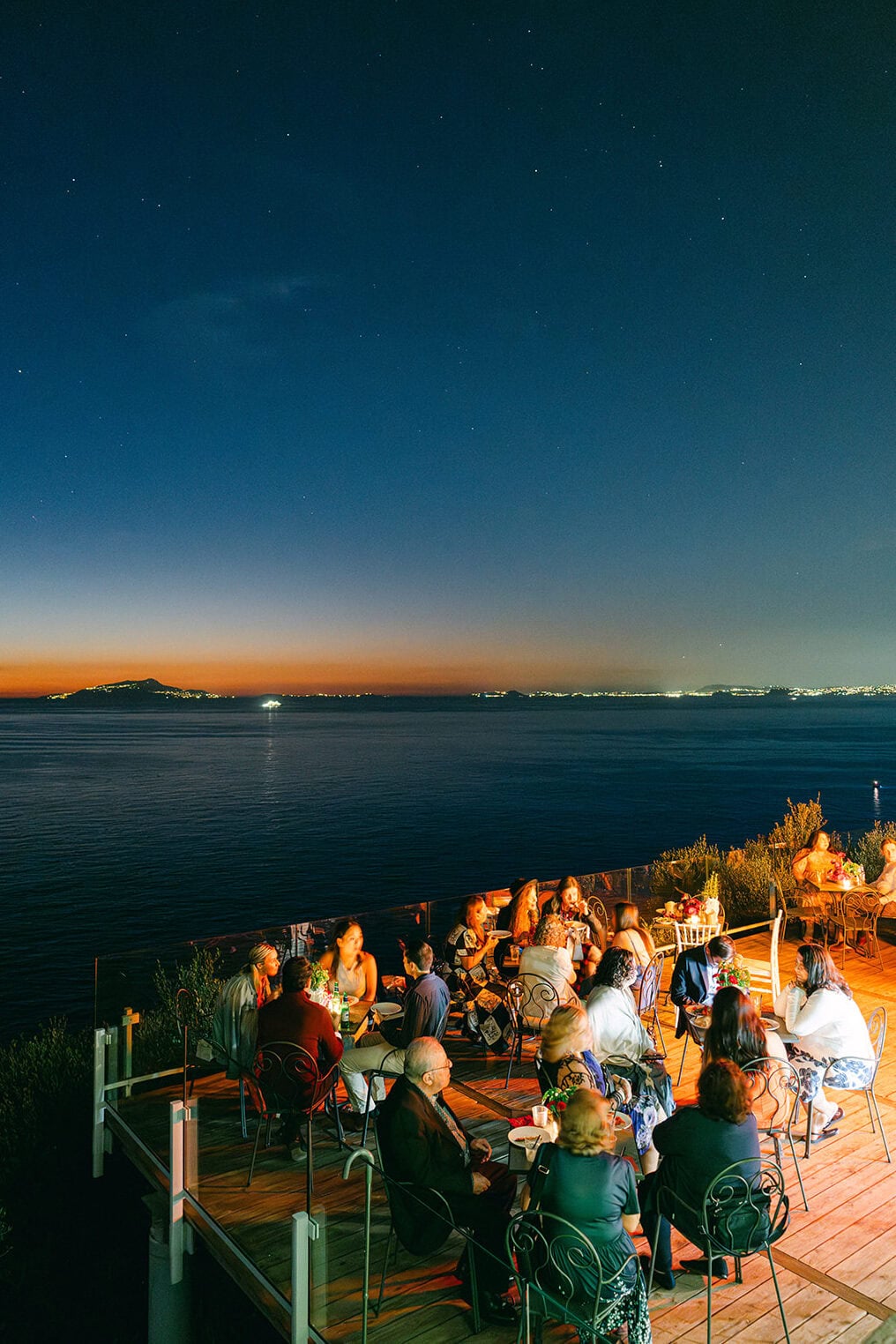 Italian wedding weekend welcome dinner under the stars