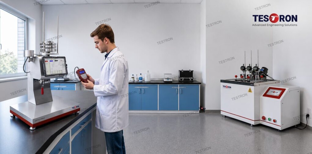 Polymer engineering students using a Melt Flow Index Tester in a USA university laboratory for polymer testing and quality control training