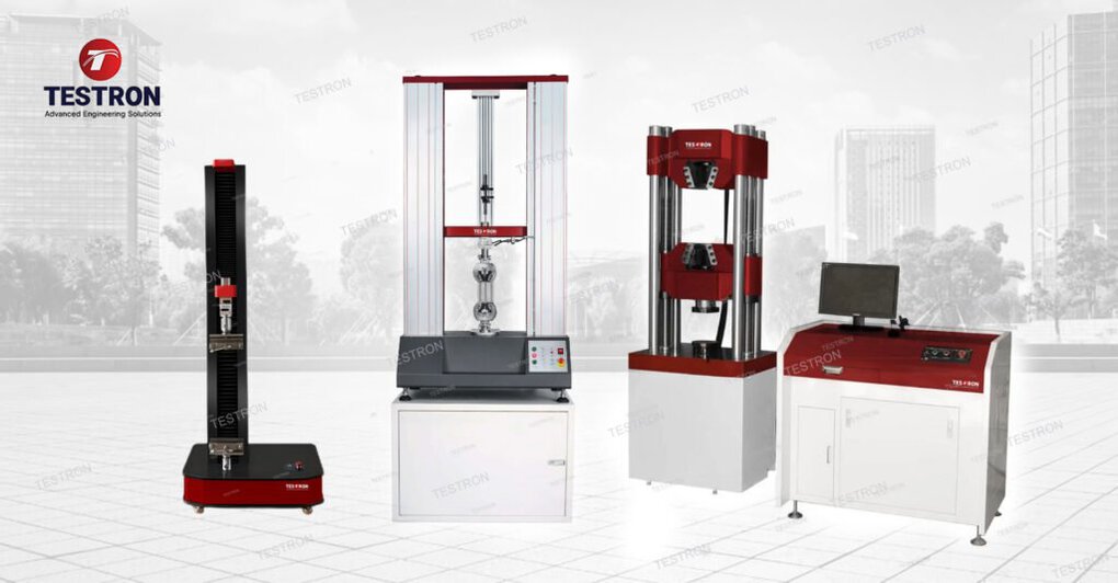 High-precision UTM tensile testing machine used for material strength testing in a German industrial laboratory