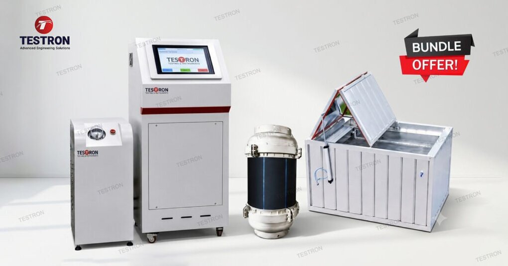 TESTRON Hydrostatic Pressure Tester, Thermal Test Bath and Pipe End Closures bundle for accurate plastic pipe pressure testing
