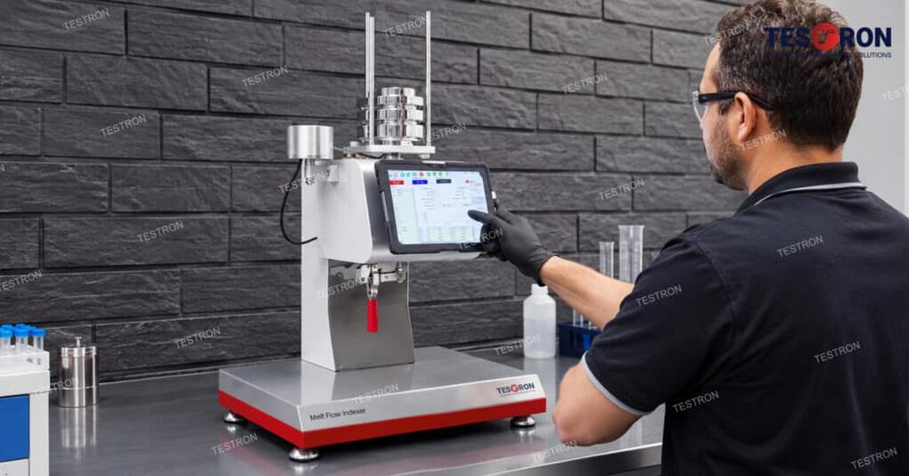 Testron TT-MFI06 Melt Flow Indexer installed at Sogo Amarillo in Costa Rica for polymer testing and quality control