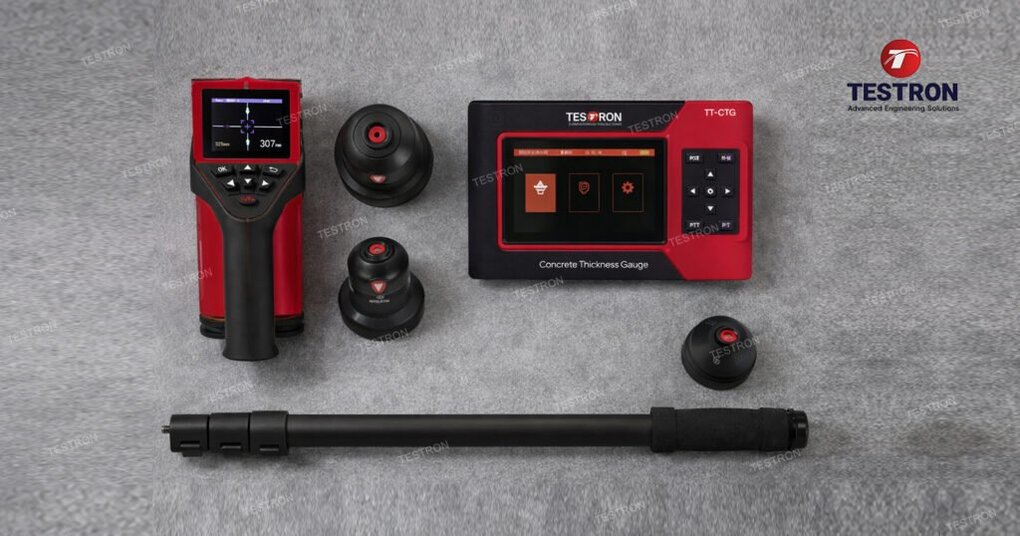 Concrete thickness gauge measuring concrete slab thickness in Canada