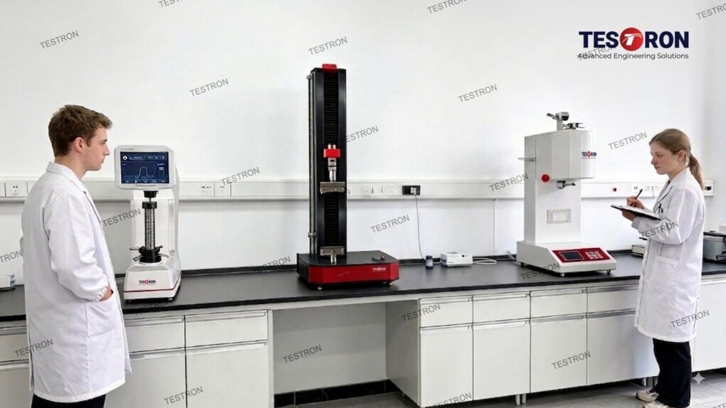 University research laboratory with advanced material testing equipment