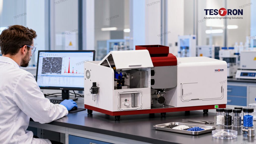 Atomic absorption spectroscopy machine for metal concentration analysis and quality control in research and industrial laboratories in the UK