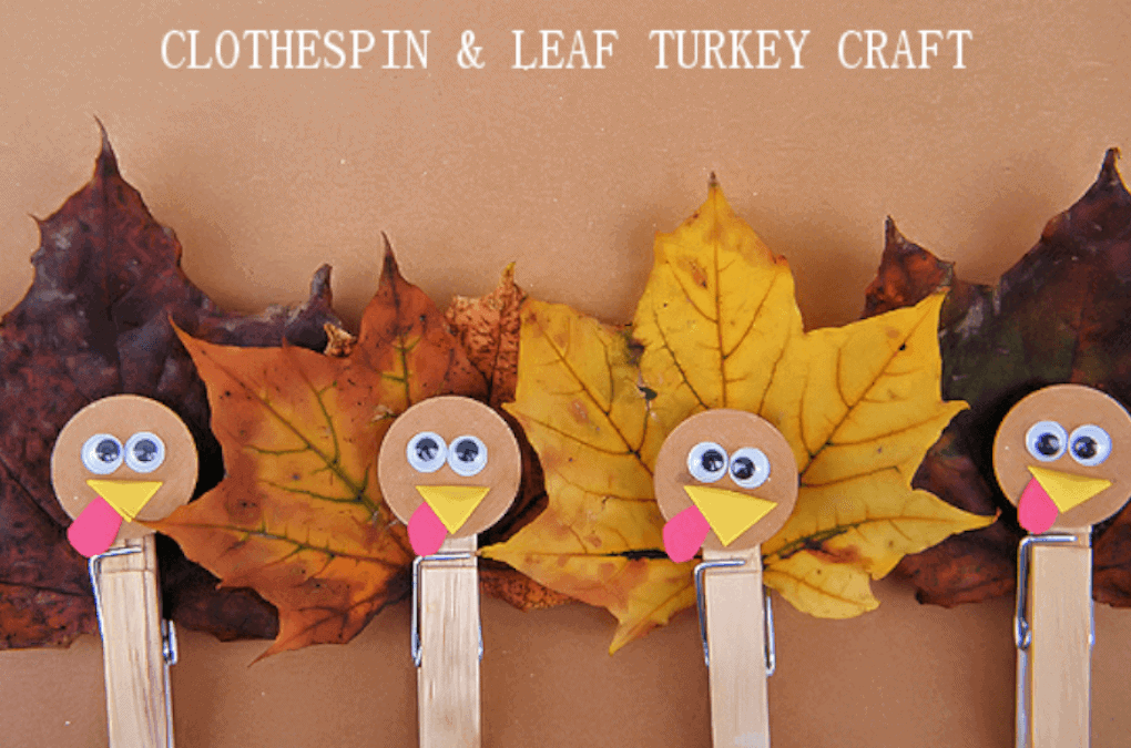 fall themed clothespin crafts made with orange leaf