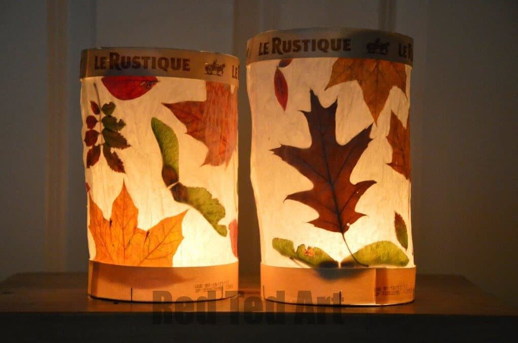 real leaf lanterns for autumn themed crafts for fall