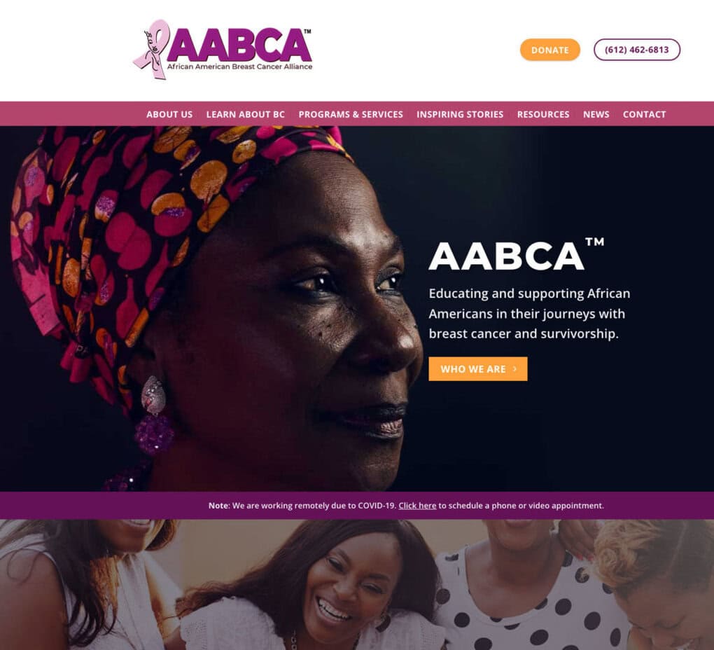 AABCA – website design for a non-profit in Minneapolis