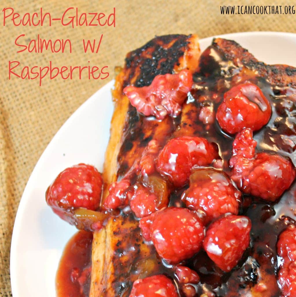 Peach Glazed Salmon with Raspberries