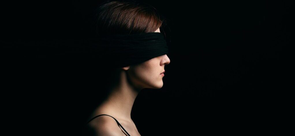 Blindfolded woman