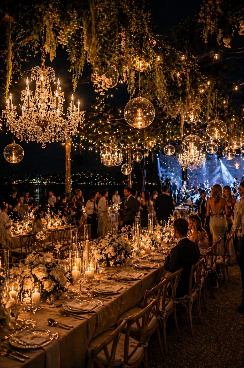 Luxury chandelier wedding reception at exclusive Mallorca venue