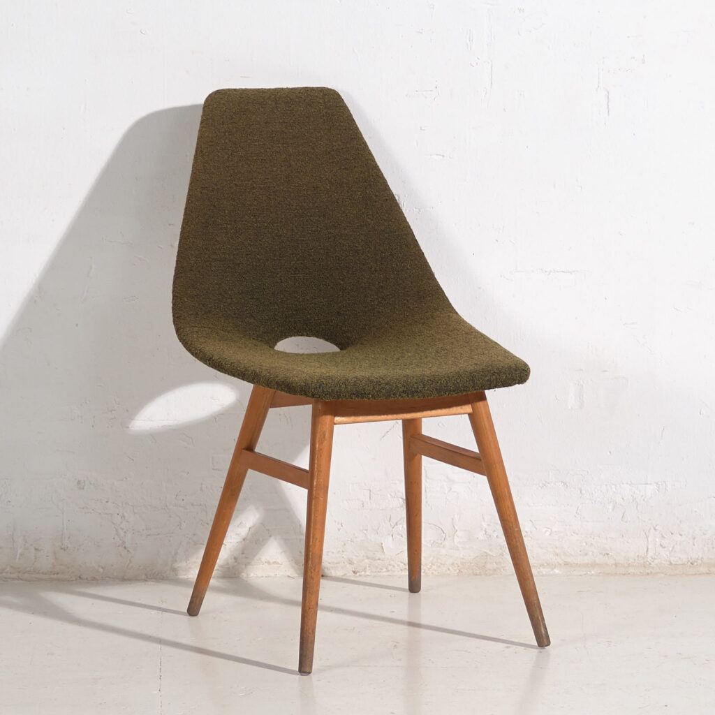 Silla vintage tapizado con lana natural (c.1960)