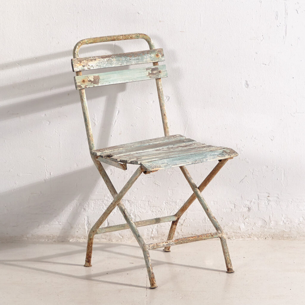 Chaise de jardin vintage blanche et verte (c.1960) #4
