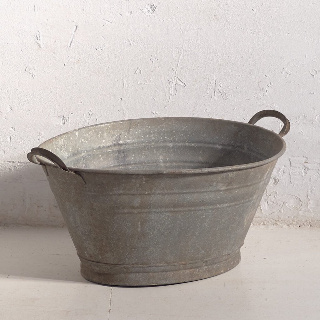 Barreño antiguo de acero galvanizado (c.1920)