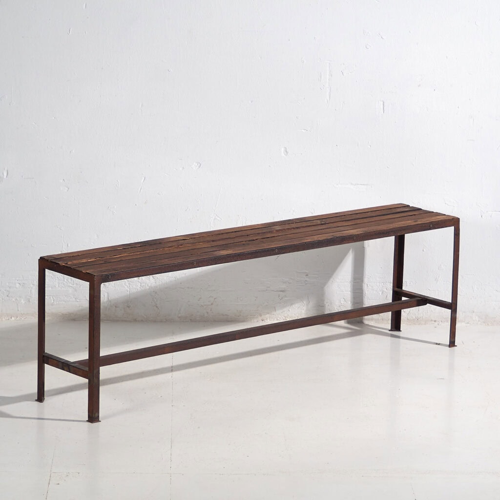 Long metal bench from a antique gymnasium (c.1920)