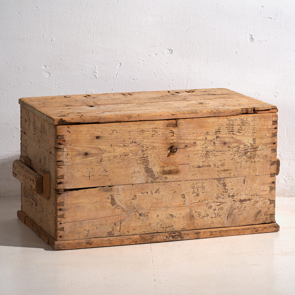 Antique washed wood trunk (c.1920) #8
