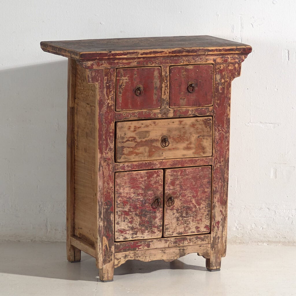 Antique oriental cabinet with red patina (c.1900) #77
