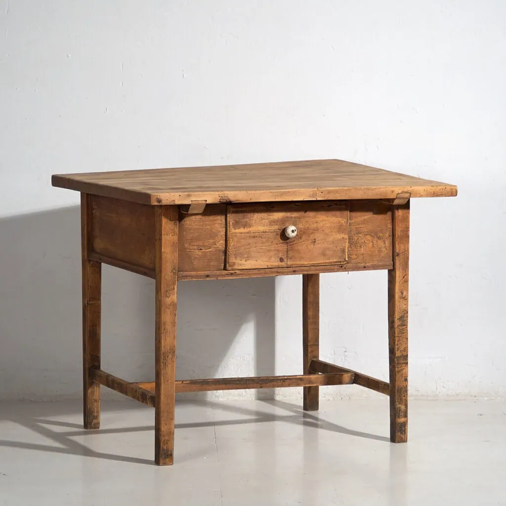Ancienne table d’appoint en bois massif (c.1920) #18