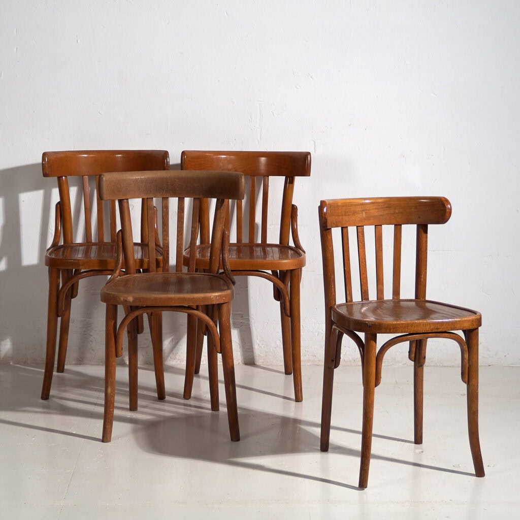 Anciennes chaises de bistrot de style viennois (vers 1920). Ensemble de 4 pièces n°16