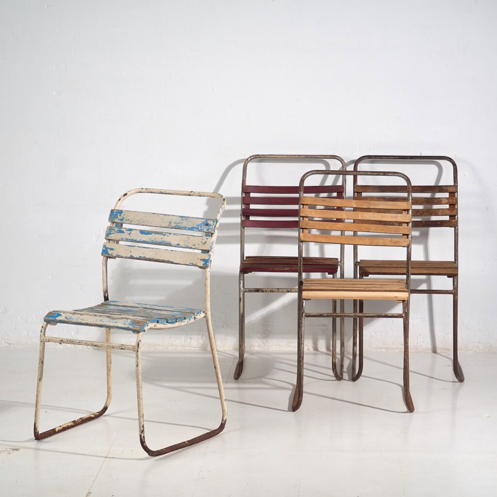 Sillas de exterior antiguas (c.1920). Conjunto de 4 piezas #34