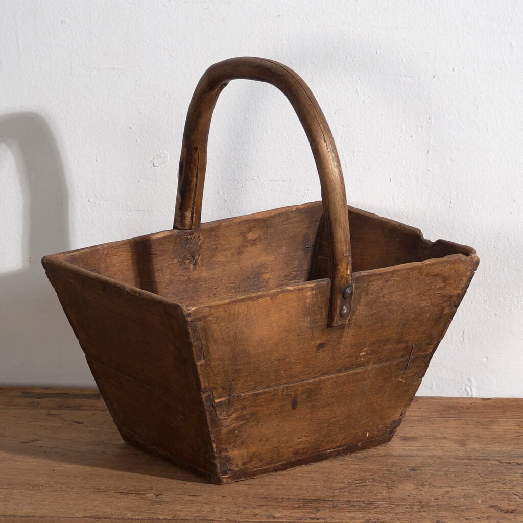 Panier ancien en bois massif (c.1900) #55