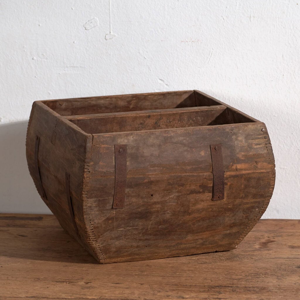 Antigua cesta de madera maciza (c.1900) #1