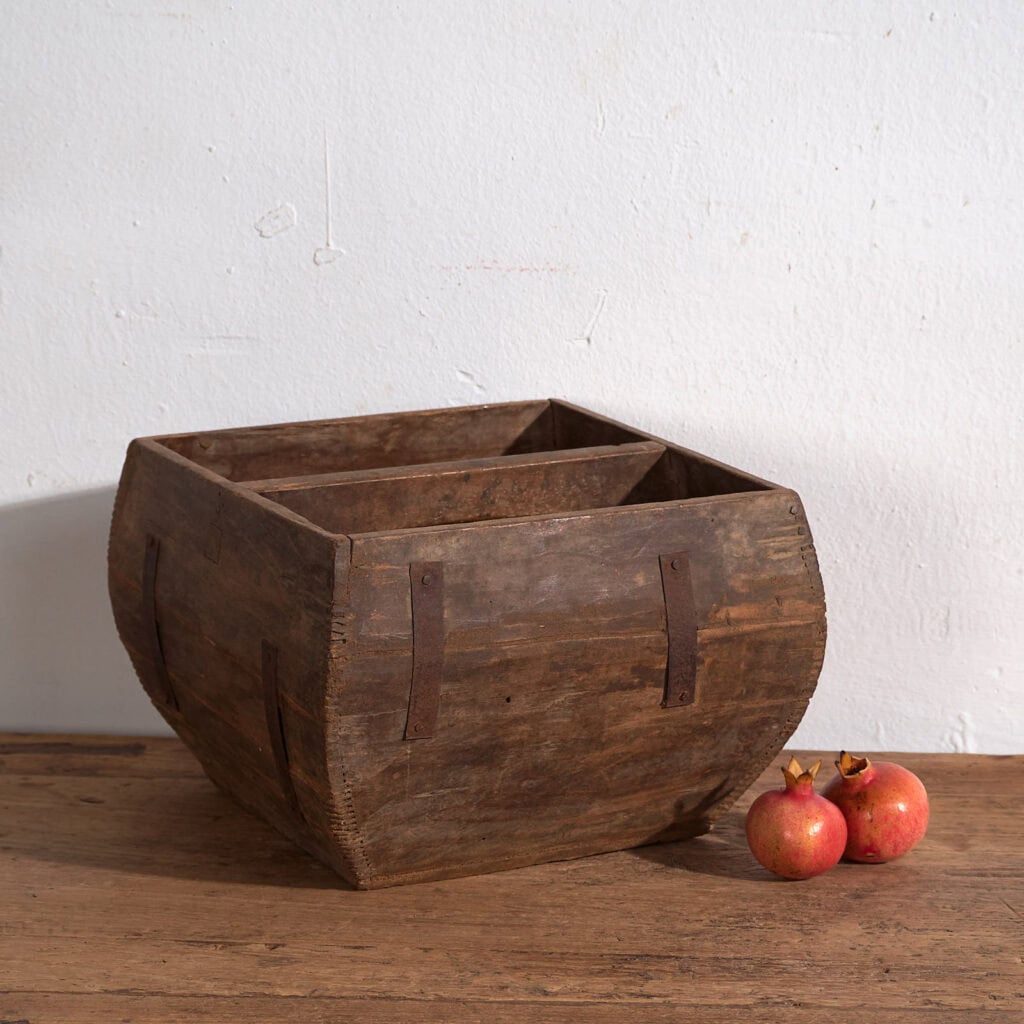 Antigua cesta de madera maciza (c.1900) #1