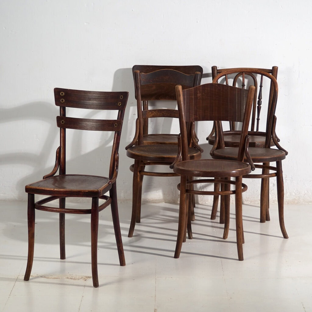 Chaises de salle à manger anciennes (c.1920). Ensemble de 6 pièces n°3