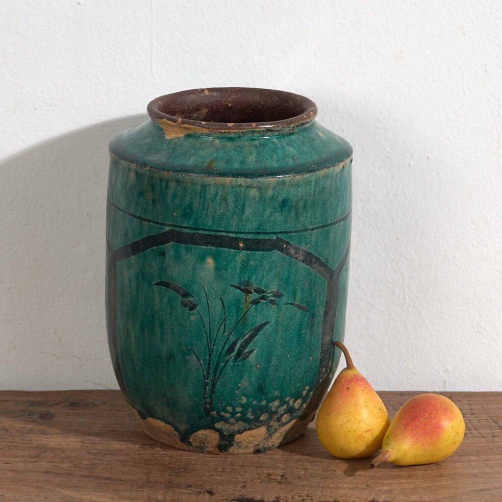 Antique enameled vase with vegetal motifs (c.1820) #15