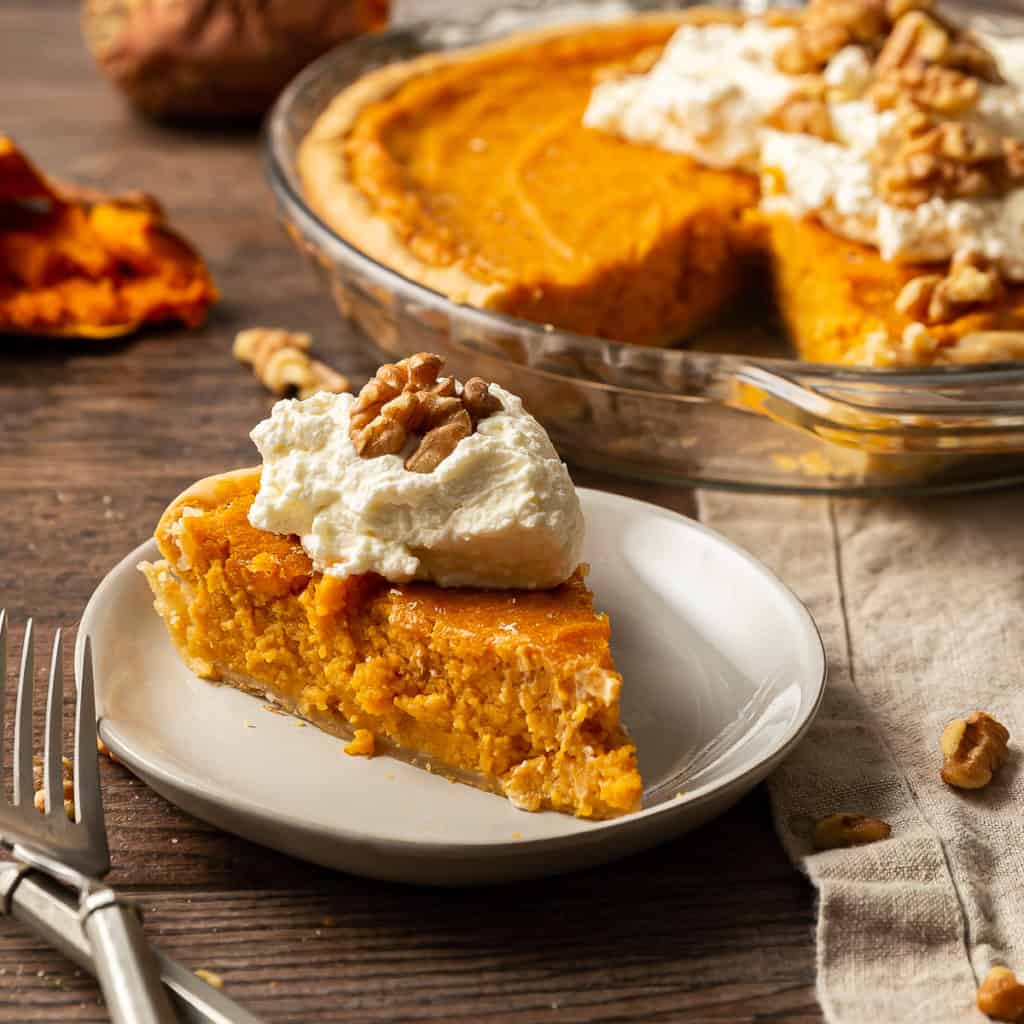 sweet potato pie with whipped cream