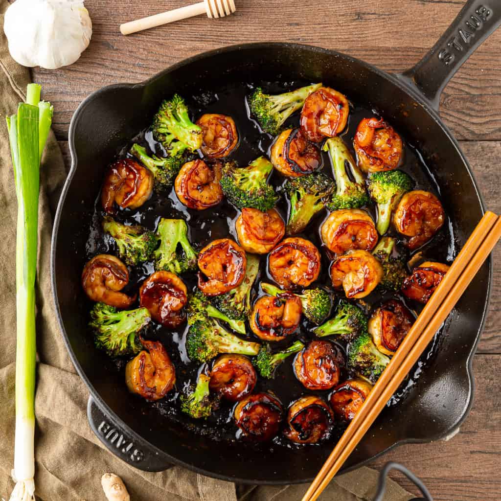 Honey Garlic Shrimp and Broccoli - Basil And Bubbly