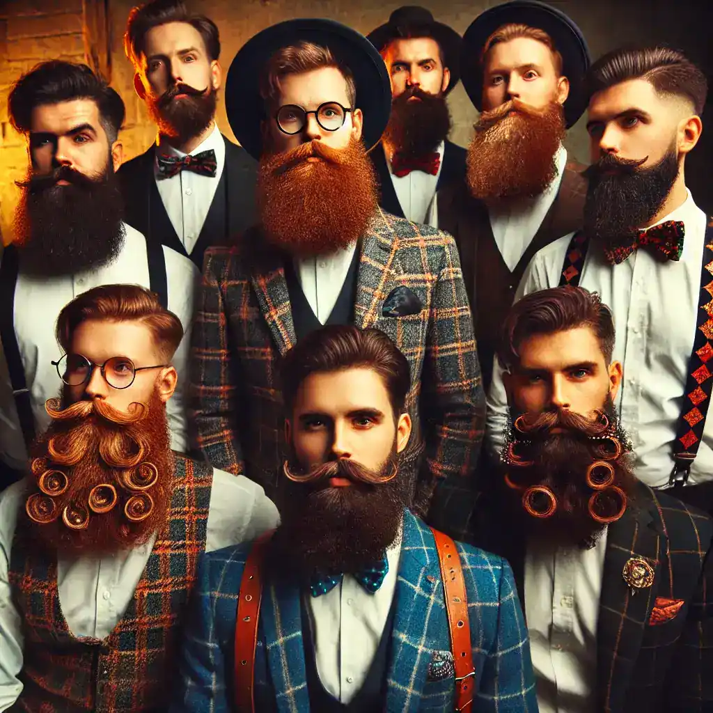 Vlasy, pihy, pánský styl, vousy, retro, módní doplňky, elegantní pánové, stylová móda, fashion, módní trendy, společenský styl, mužský styl, galantnost, módní inspirace, pánská elegance.