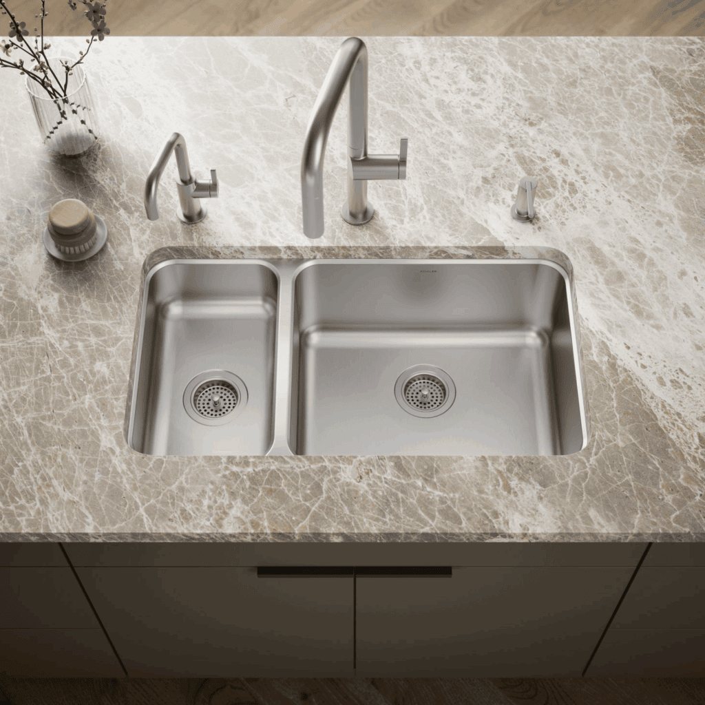 Undertone Undermount Double Bowl Stainless Steel Kitchen Sink