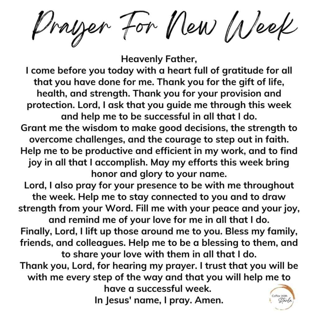 Prayer For A New Week + Prayer Points Coffee With Starla