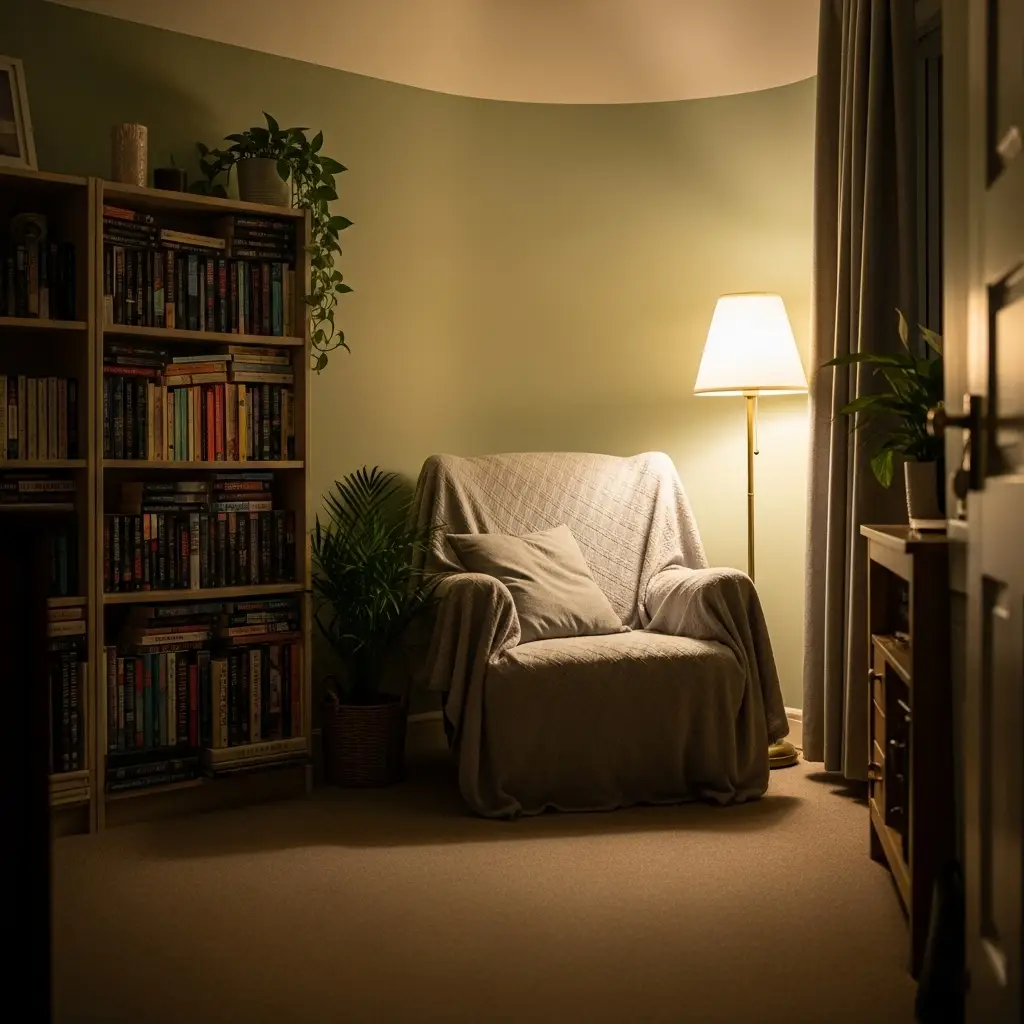 Quiet reading corner with peaceful vibe