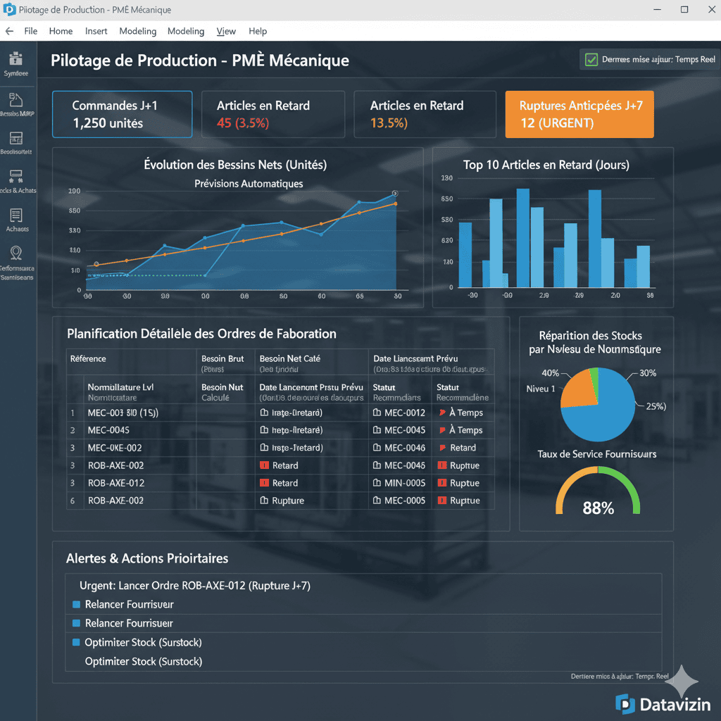 exemple dashboard MRP Power BI