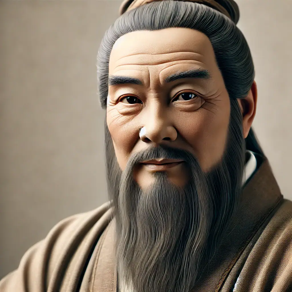 Historical Figures Illustration of Confucius (Kong Qiu), the Chinese philosopher who taught the importance of doing what is right and moral courage.