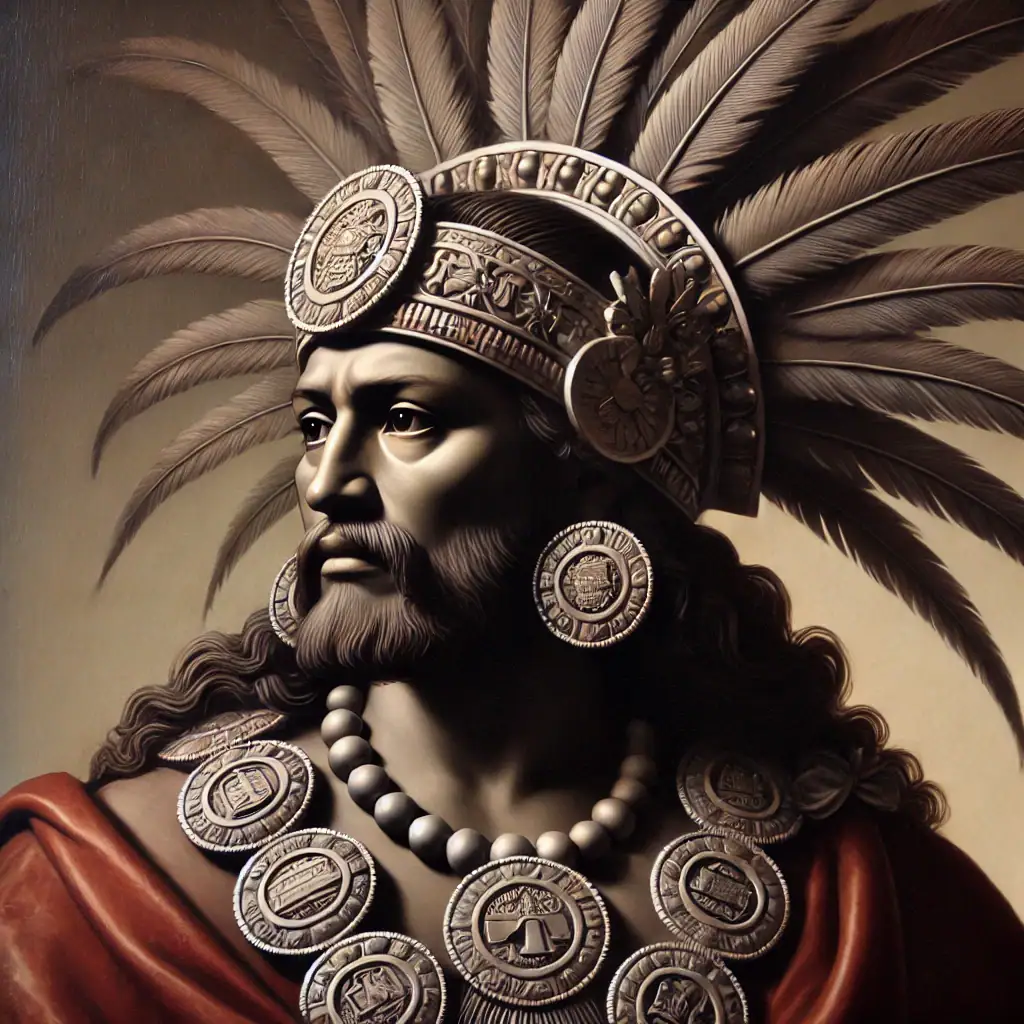 Historical Figures Illustration of Nezahualcóyotl, the Aztec poet-king who reflected on the fleeting nature of life and the value of human existence.