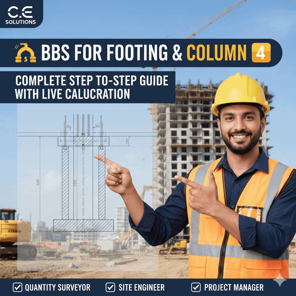 Bar Bending Schedule (BBS) for Footing and Column – Step-by-Step Steel ...