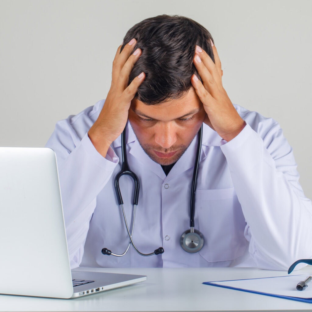 frustrated doctor without local SEO services no appointments
