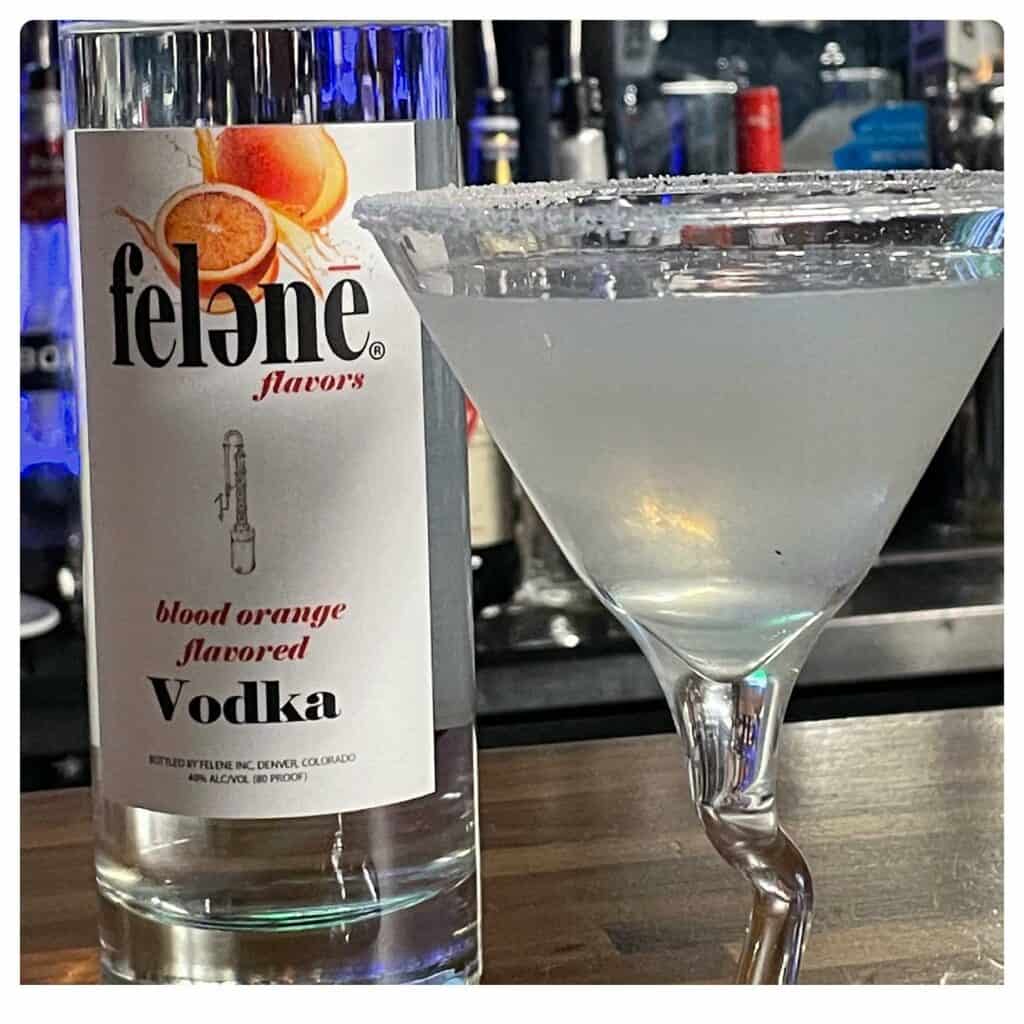 Felene blood orange flavored vodka martini