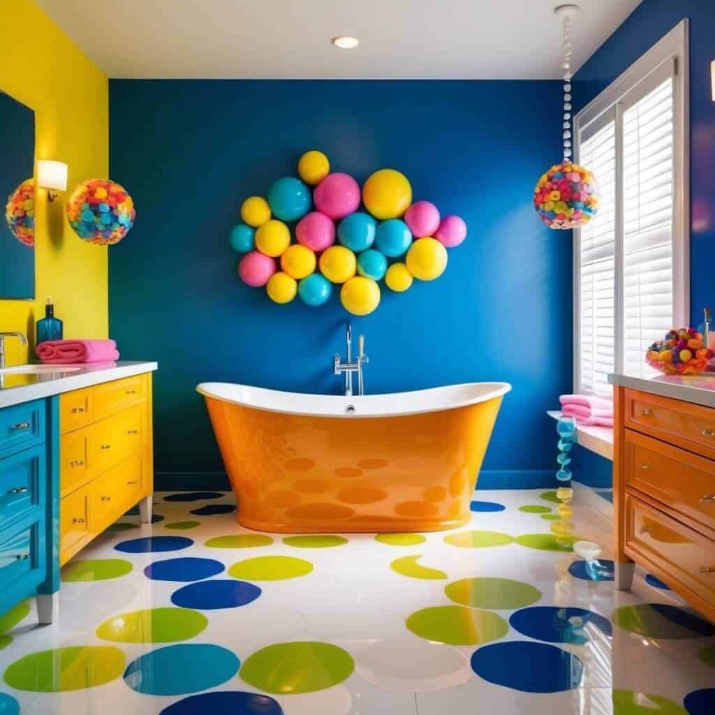 dopamine decor - bathroom - bright, bubbly, colorful and bold