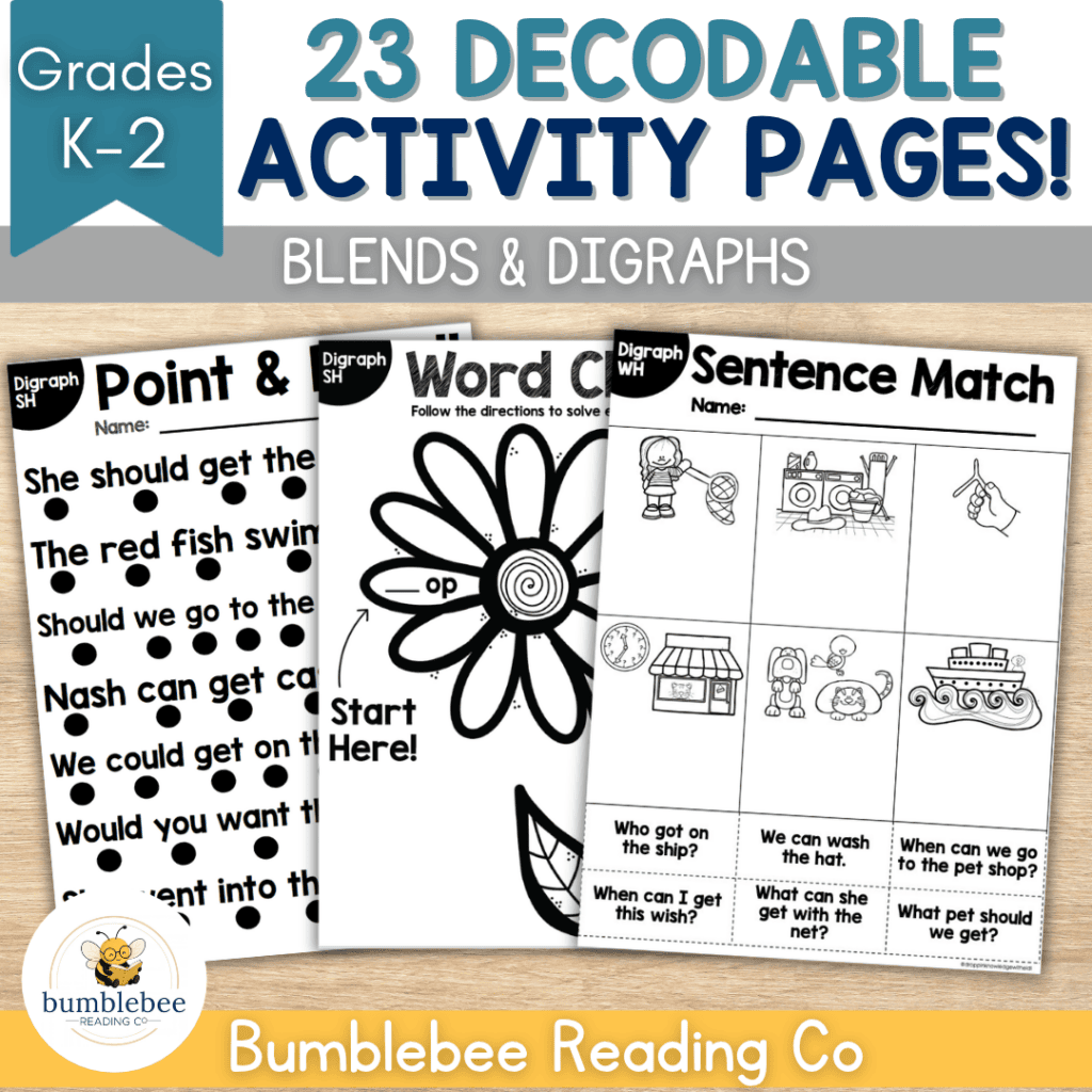 Decodable Activities - Blends & Digraphs - NO PREP Just Print & Go!