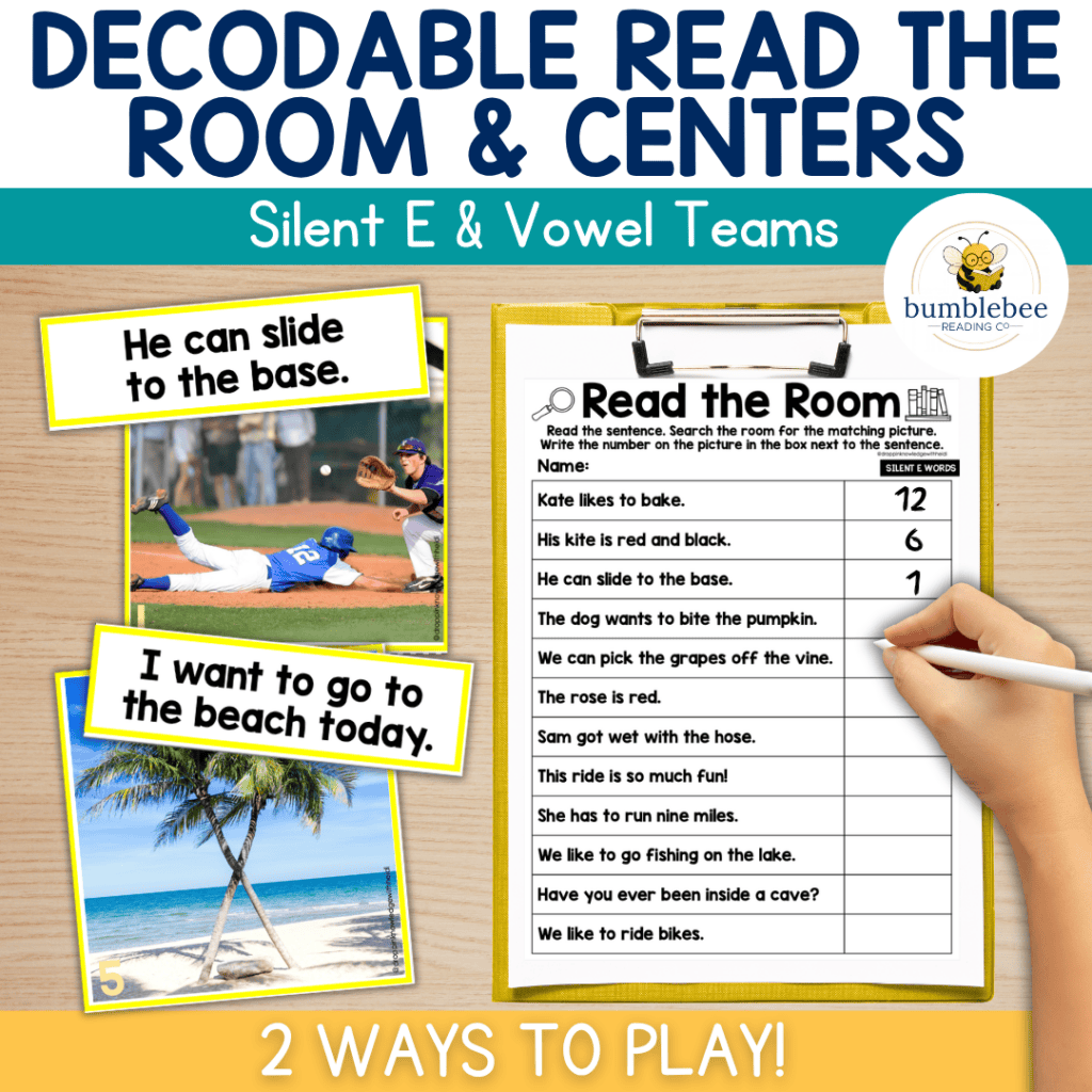 Decodable Read the Room & Centers - Unit 3 CVCE & Vowel Teams
