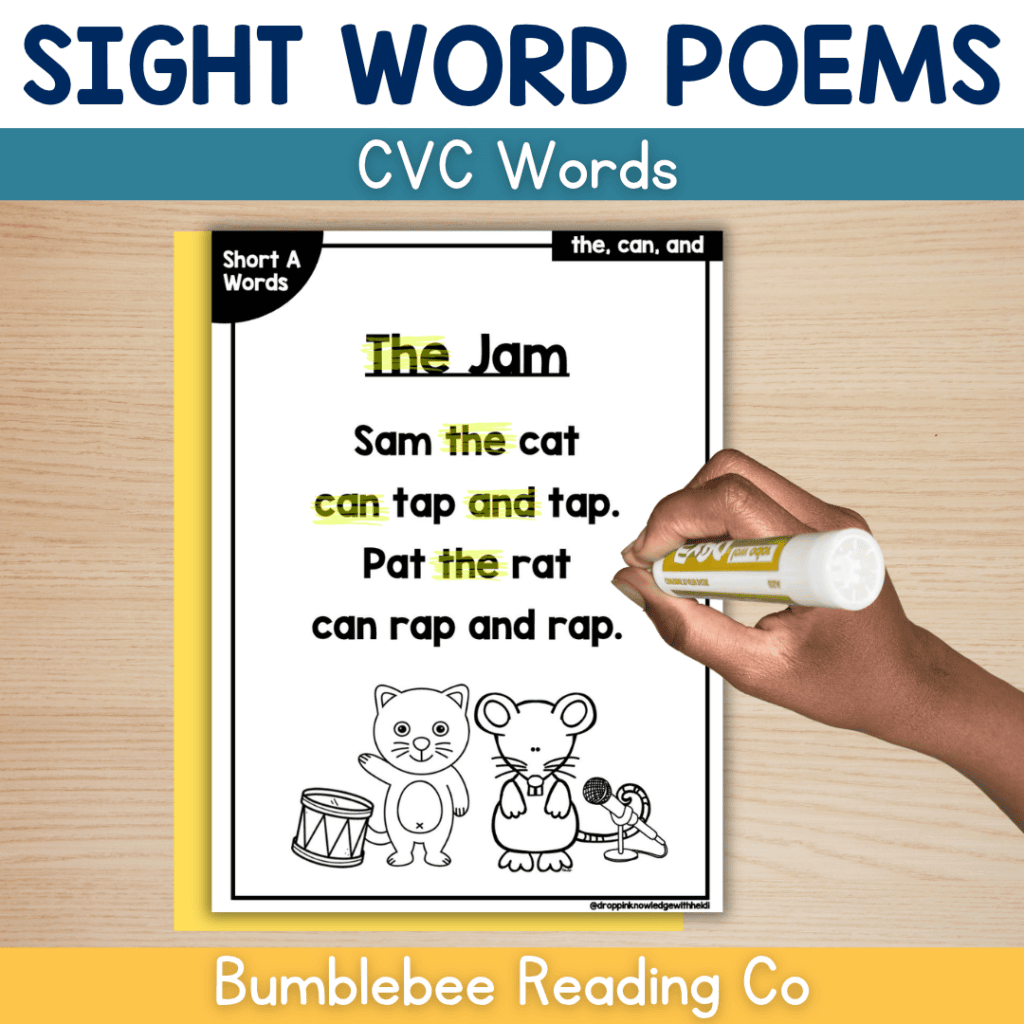 Decodable Sight Word Poems - CVC Words