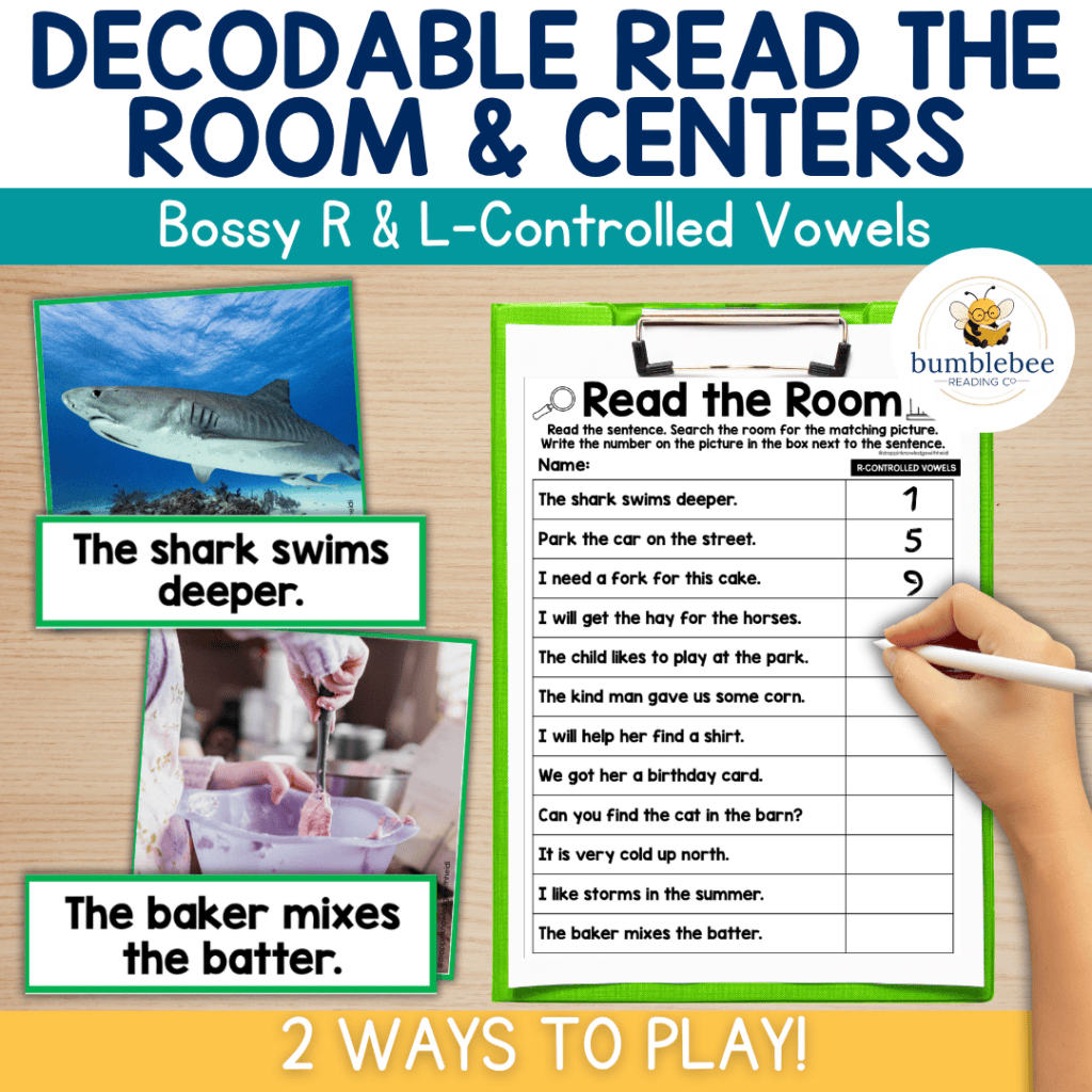 Decodable Read the Room & Centers - Unit 4 L&R Controlled Vowels (Bossy R)