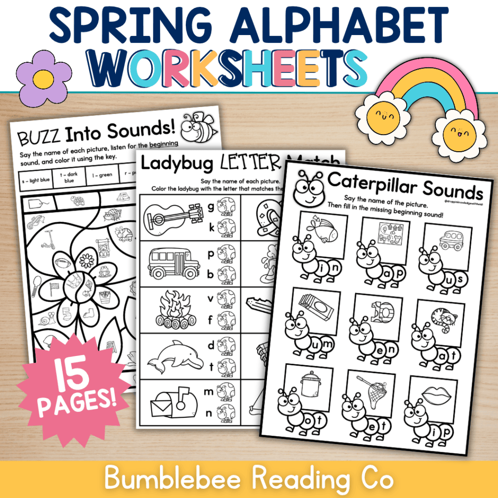 Spring NO PREP Alphabet Worksheets - Perfect for End of the Year Review